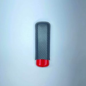 Purera de piel larga Roja y Negra efecto fibra de carbono para 2 puros cepo 54